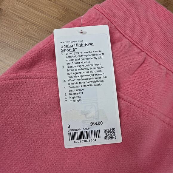 Lululemon Scuba Shorts 8 Pink Sakura High Rise 5” LW7CBOS SAKP Cotton Terry - Picture 3 of 4